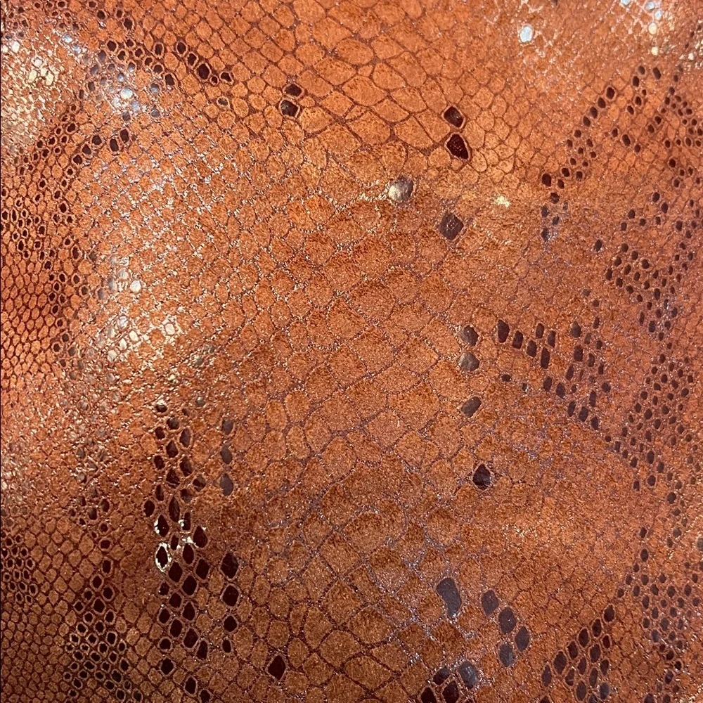 ASSOTS LONDON BROWN SNAKE FOIL PATTERN LEATHER HOBO TOTE BAG NEW